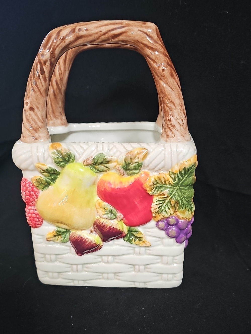 Ceramic Fruit Basket Handbag - Red, Yellow & Purple